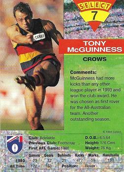 1994 Select AFL #7 Tony McGuinness Back